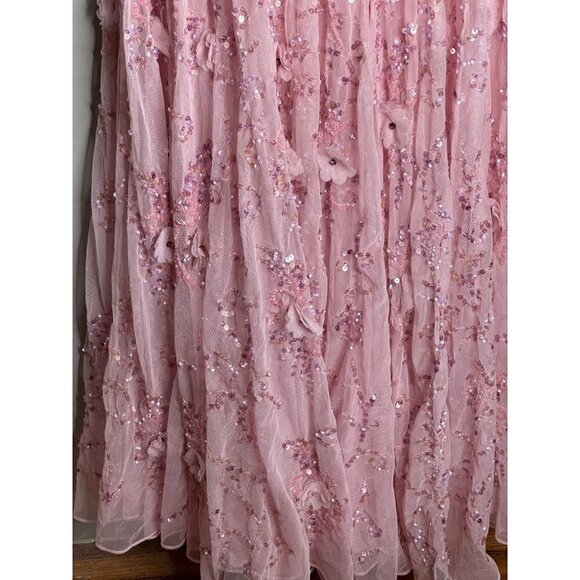 Mac Duggal 93685 Candy Pink Sheer Embroidered Sequin Embellished Dress Sz 2 NEW - Picture 7 of 9
